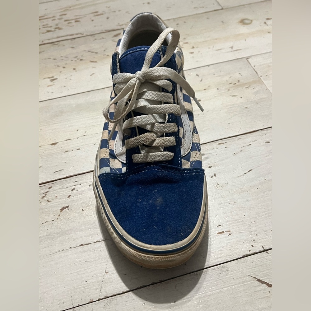 Vans Blue and White Checkered Sneakers